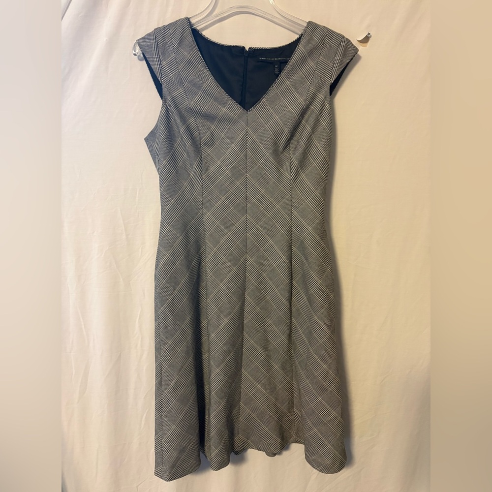White House Black Market Gray Plaid Midi Dress